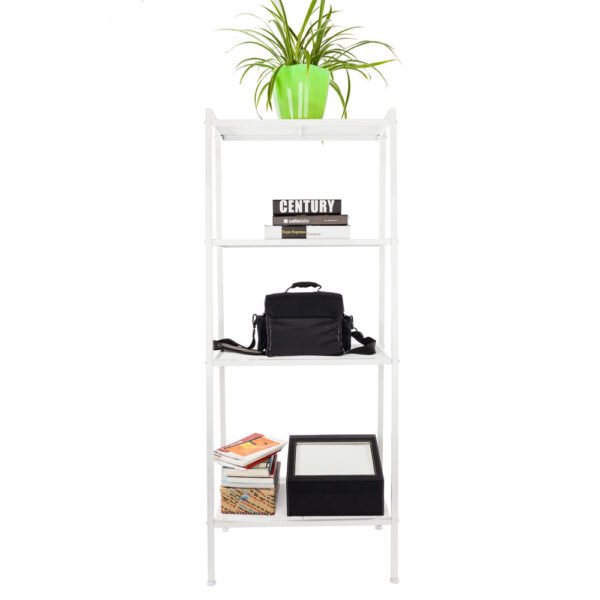 Stylish Ivory White 4-Tier Iron Bookshelf - Image 2