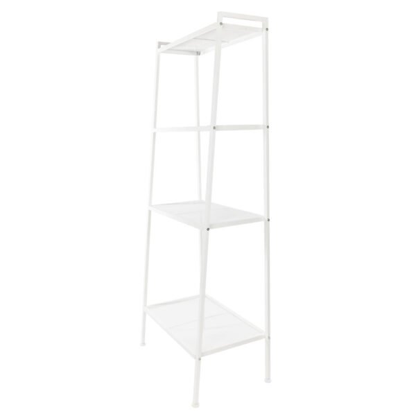 Stylish Ivory White 4-Tier Iron Bookshelf - Image 8