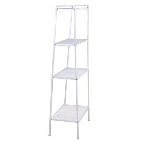 Stylish Ivory White 4-Tier Iron Bookshelf - Image 11