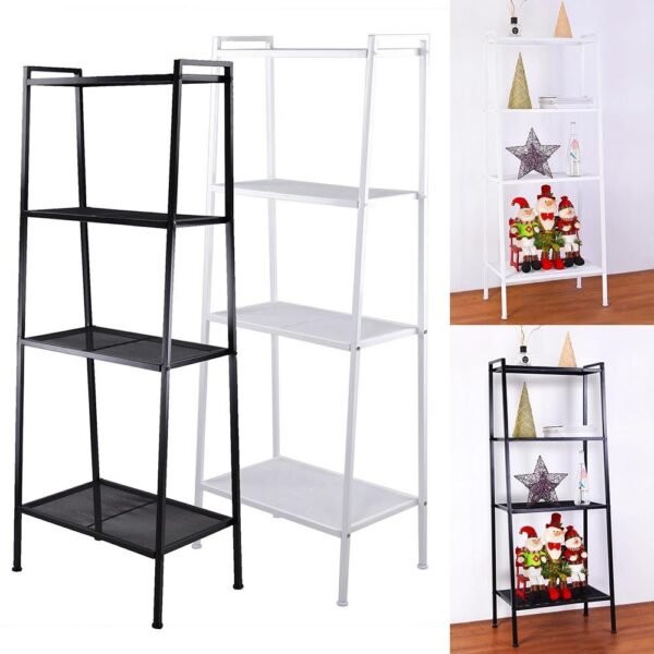 Stylish Ivory White 4-Tier Iron Bookshelf - Image 6