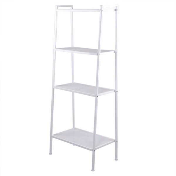 Stylish Ivory White 4-Tier Iron Bookshelf - Image 4