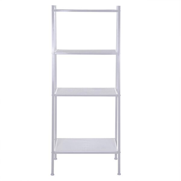 Stylish Ivory White 4-Tier Iron Bookshelf - Image 10