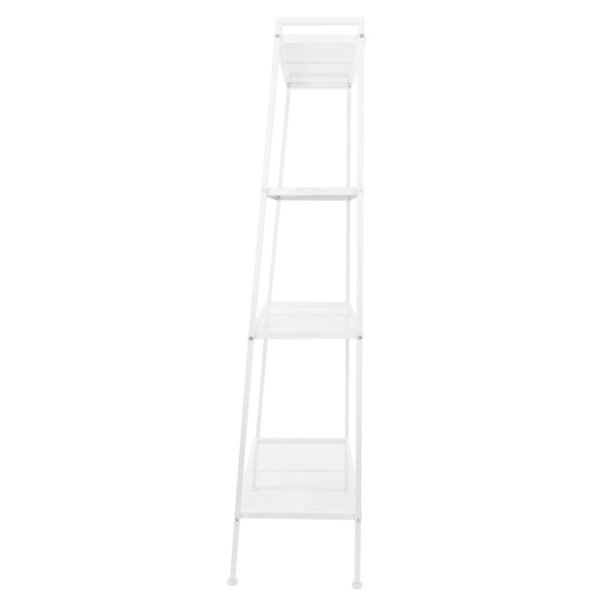 Stylish Ivory White 4-Tier Iron Bookshelf - Image 15