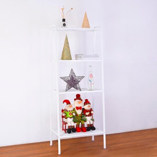 Stylish Ivory White 4-Tier Iron Bookshelf - Image 18