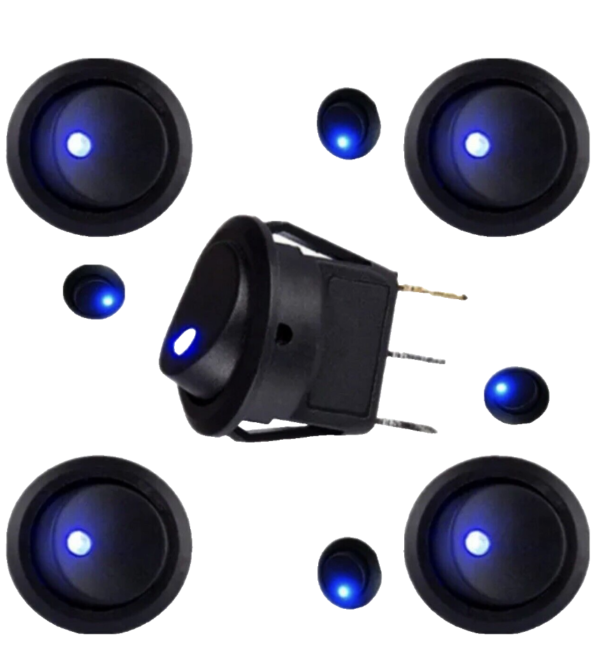 5PCS 12V ON/OFF Round Rocker Toggle Switch (Blue LED) - Image 7
