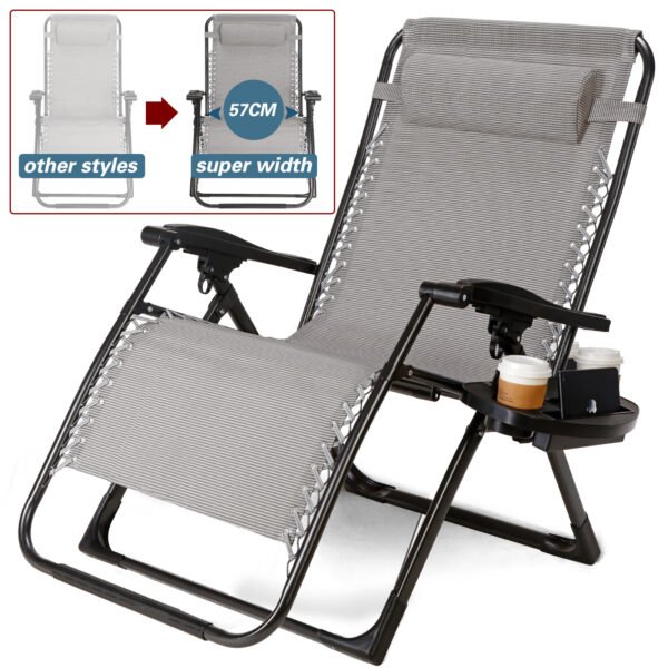 Extra Wide Beach Folding Recliner Chair - Image 12