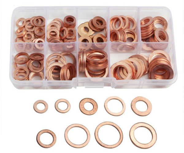 200Pcs 9 Sizes Solid Copper Washers Sump Plug Assorted Kit - Image 2