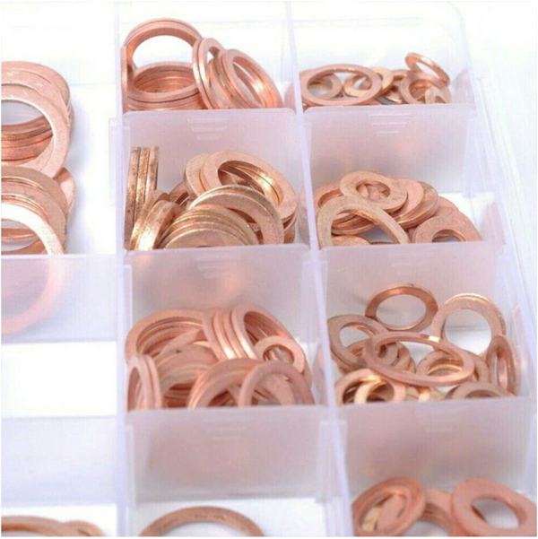 200Pcs 9 Sizes Solid Copper Washers Sump Plug Assorted Kit - Image 3