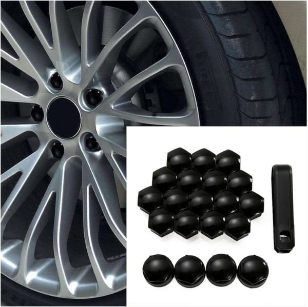 20x Black Wheel Nut Caps Bolt Covers 17mm Universal