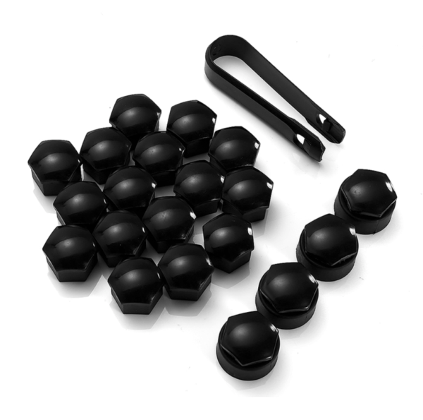 20x Black Wheel Nut Caps Bolt Covers 17mm Universal - Image 2