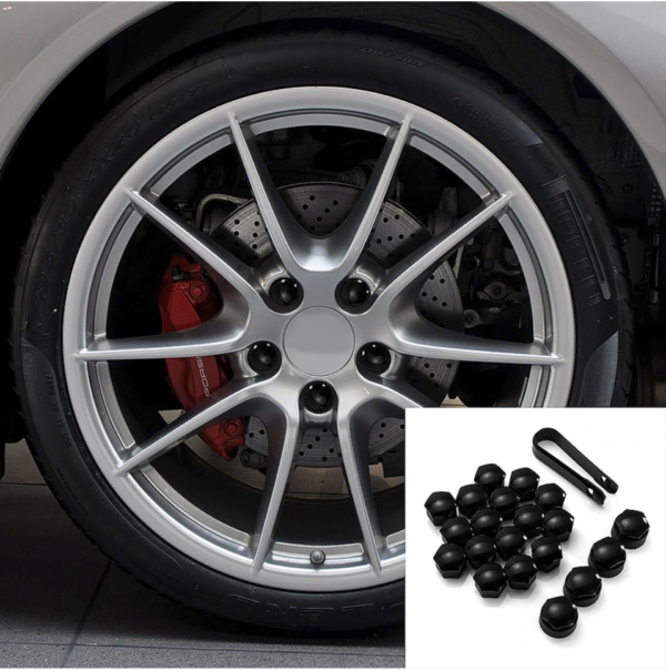 20x Black Wheel Nut Caps Bolt Covers 17mm Universal - Image 3