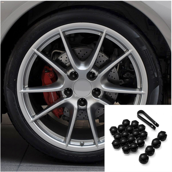 20x Black Wheel Nut Caps Bolt Covers 17mm Universal - Image 6