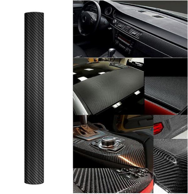 3D Carbon Fibre Vinyl Car DIY Black Wrap Sheet Roll Sticker 60x200cm - Image 5