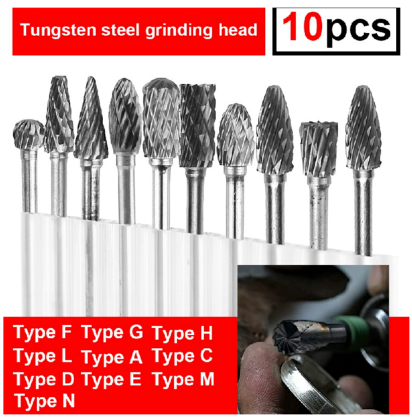 Tungsten Steel Grinding Head 10pcs 3*6mm