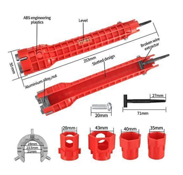 14-in-1 Tap Spanner & Pipe Wrench - Multifunction Faucet and Sink Basin Installer Tool - Image 3