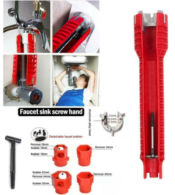 14-in-1 Tap Spanner & Pipe Wrench - Multifunction Faucet and Sink Basin Installer Tool - Image 7