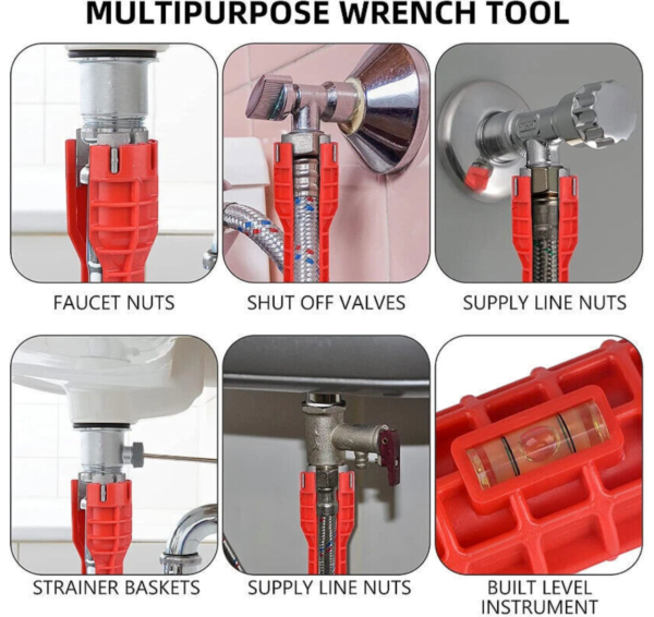 14-in-1 Tap Spanner & Pipe Wrench - Multifunction Faucet and Sink Basin Installer Tool - Image 10