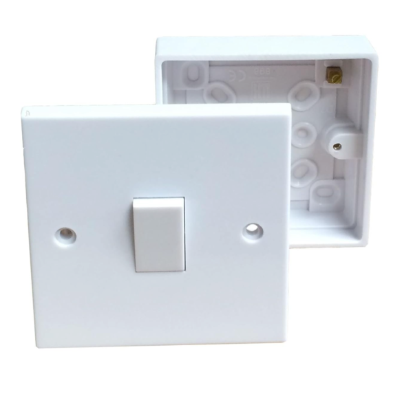 Single Light Switch & 25mm Back Box Pattress