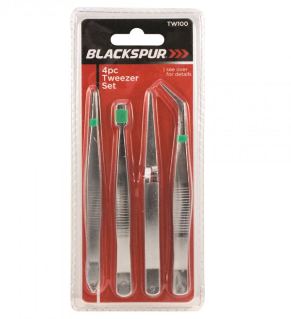 4PCS TWEEZER SET PRECISION BLACKSPUR