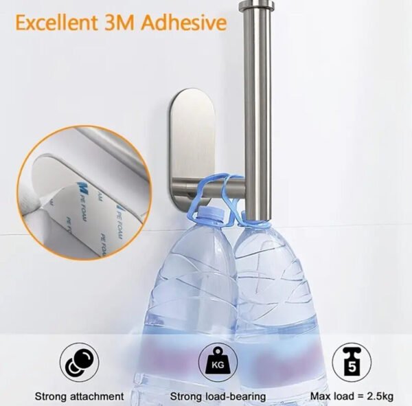 Stainless Steel Toilet Roll Paper Holder Strong Self Adhesive Stick Wall Mount - Image 6