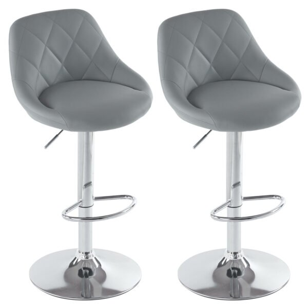 2Set Swivel Bar Stool Leather Chair with Lift-Up - Image 2