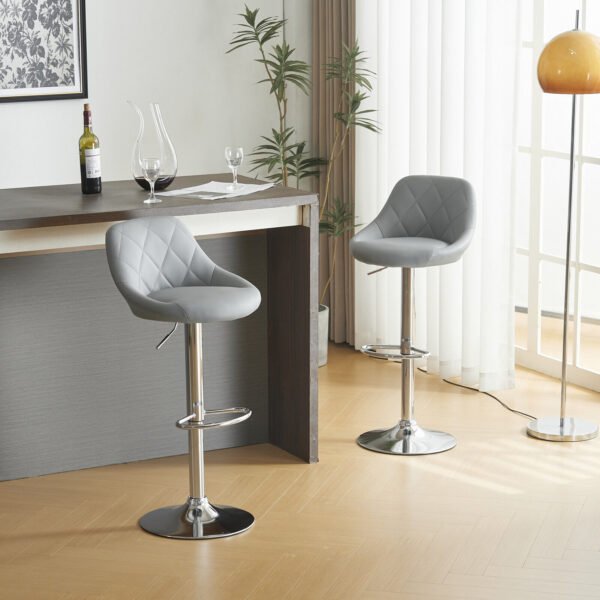 2Set Swivel Bar Stool Leather Chair with Lift-Up - Image 4