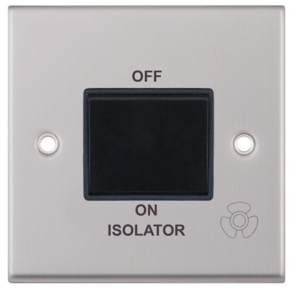 Fan Isolator Switch Satin Chrome 1 Gang 10A 3 Pole