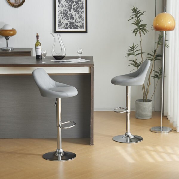 2Set Swivel Bar Stool Leather Chair with Lift-Up - Image 5