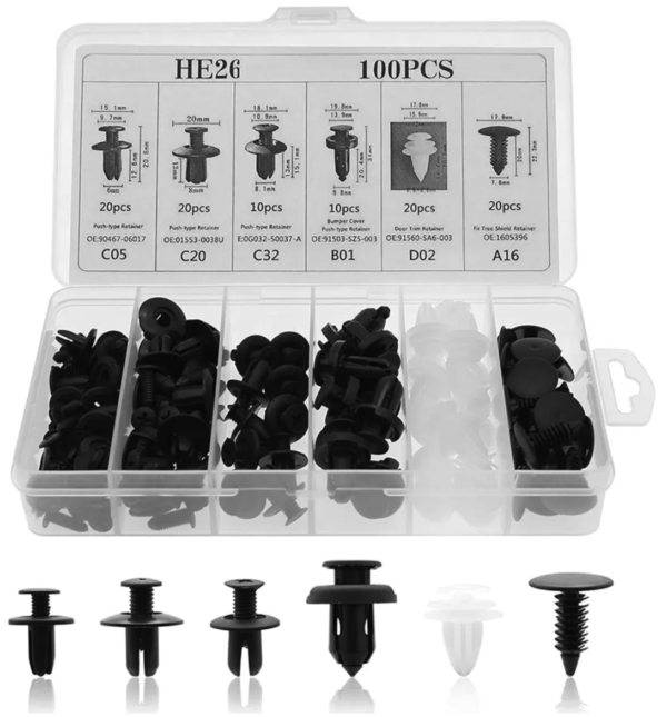100pcs Fastener Clip Car Body Push Pin Rivet - Image 2