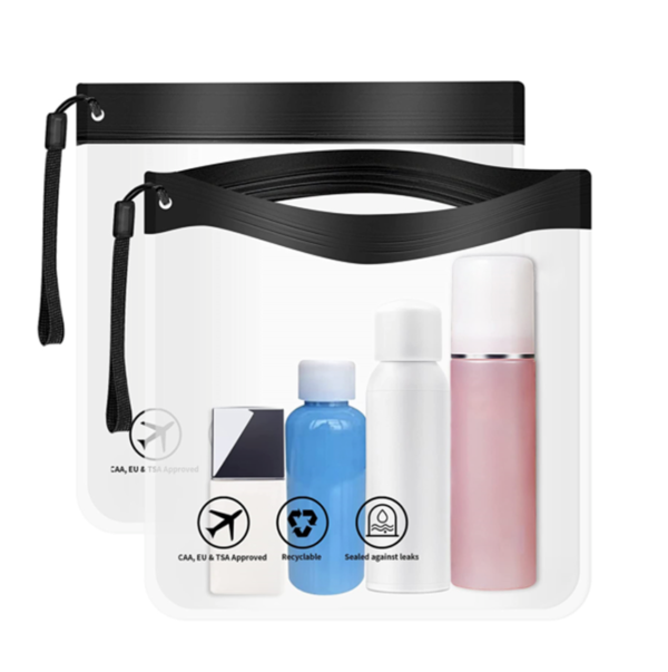 2Pcs Clear Travel Toiletry Bags 20x20cm