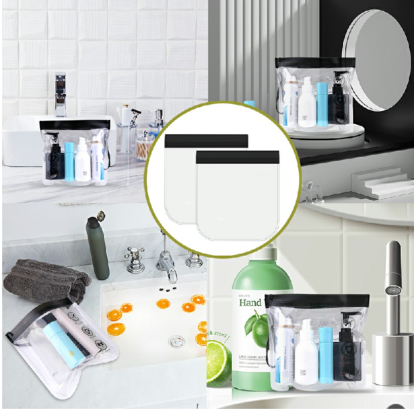 2Pcs Clear Travel Toiletry Bags 20x20cm - Image 12