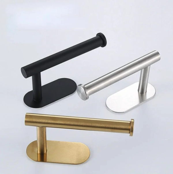 Stainless Steel Toilet Roll Paper Holder Strong Self Adhesive Stick Wall Mount - Image 3