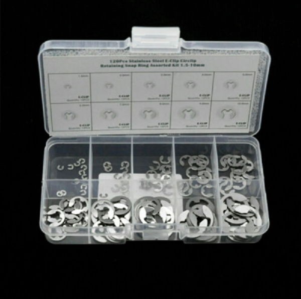 120 E Clips C Circlip Stainless Steel Kit Retaining Ring Assorted 1.5mm to 10mm - Image 3