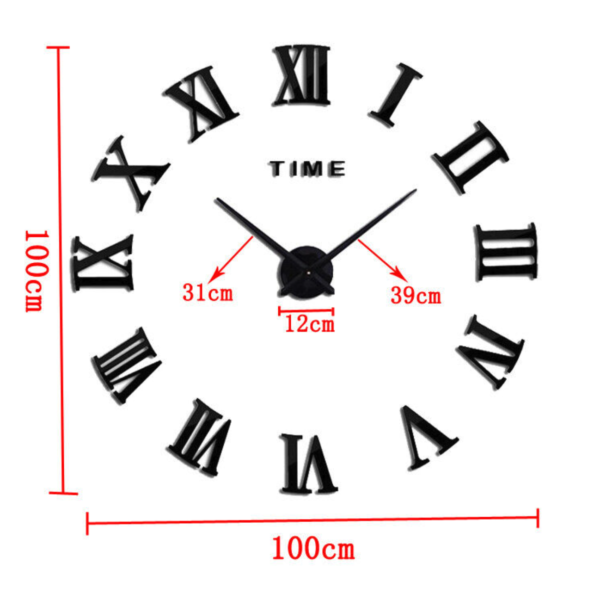 3D Extra Large Roman Numerals Luxury Clock Mirror Wall Sticker - Image 3