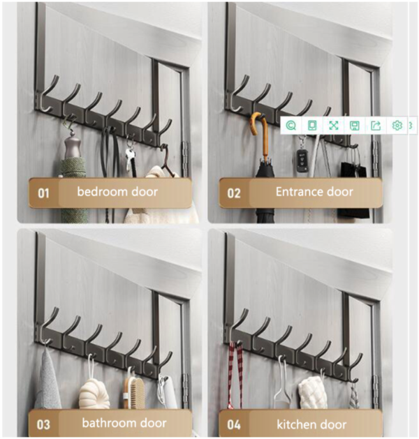 7 Hooks Over The Door Hook Hanger for Clothes - Image 3