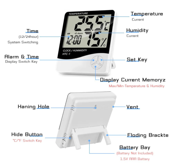 Digital LCD Thermometer Hygrometer Humidity Meter Room Indoor - Image 5