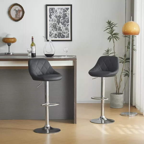 2Set Swivel Bar Stool Leather Chair with Lift-Up - Image 17