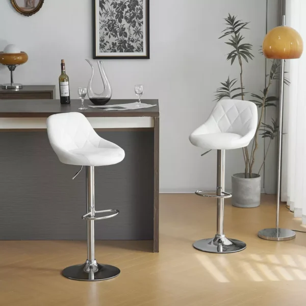 2Set Swivel Bar Stool Leather Chair with Lift-Up