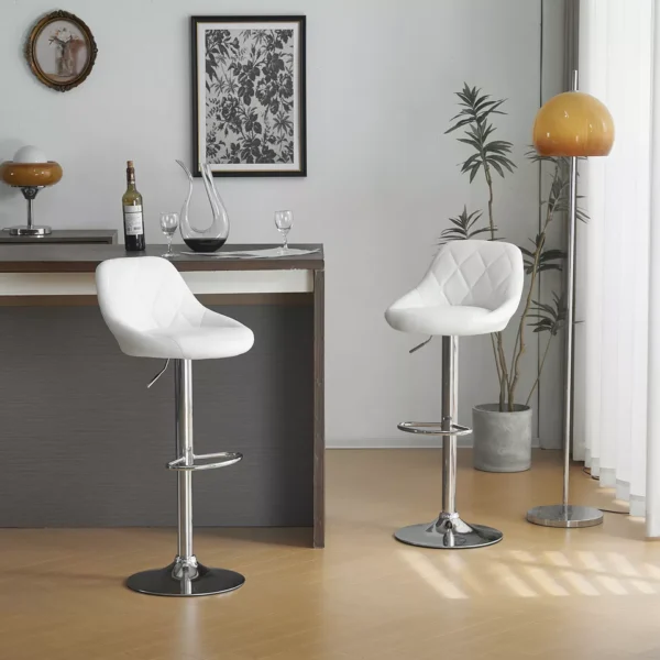 2Set Swivel Bar Stool Leather Chair with Lift-Up - Image 9