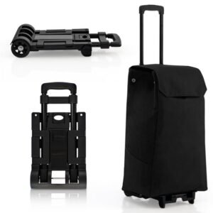 2 in 1 Foldable Shopping Trolley with Detachable Bag and Adjustable Height
