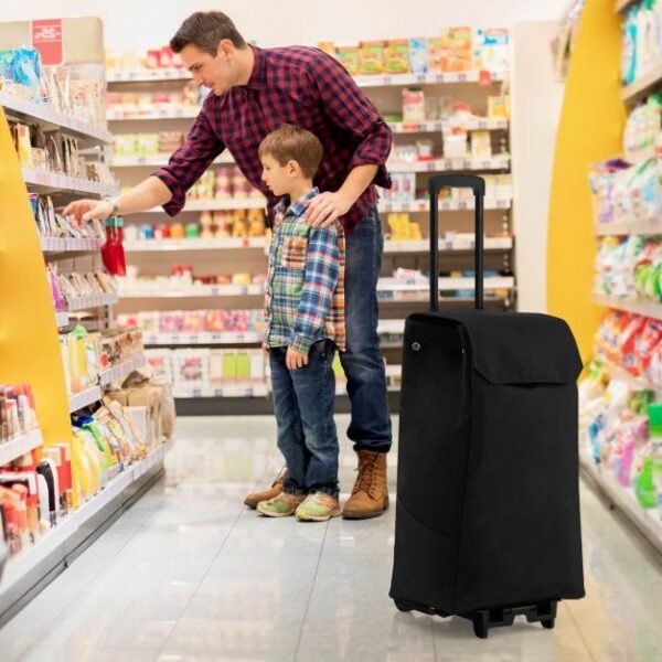2 in 1 Foldable Shopping Trolley with Detachable Bag and Adjustable Height - Image 10