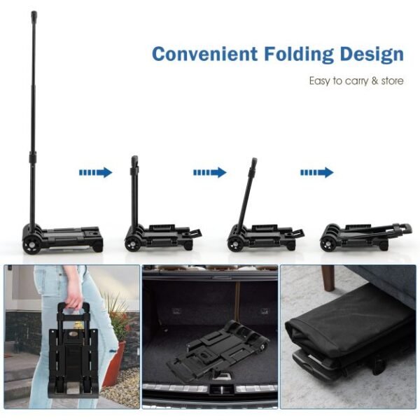 2 in 1 Foldable Shopping Trolley with Detachable Bag and Adjustable Height - Image 9