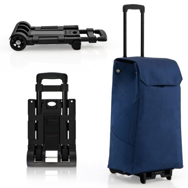 2 in 1 Foldable Shopping Trolley with Detachable Bag and Adjustable Height - Image 7