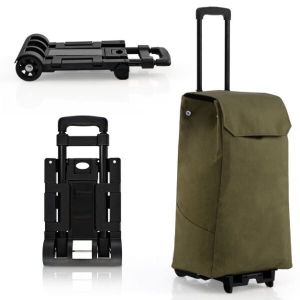 2 in 1 Foldable Shopping Trolley with Detachable Bag and Adjustable Height - Image 5