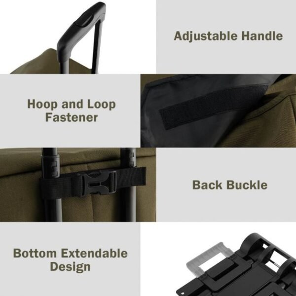 2 in 1 Foldable Shopping Trolley with Detachable Bag and Adjustable Height - Image 2