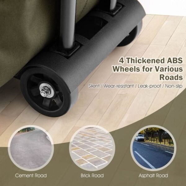 2 in 1 Foldable Shopping Trolley with Detachable Bag and Adjustable Height - Image 3