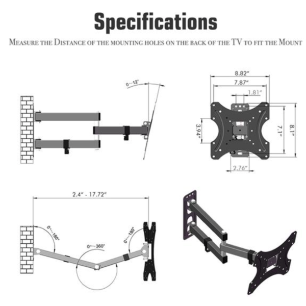 TV Wall Mount Bracket Rotatable 26-55" - Image 16