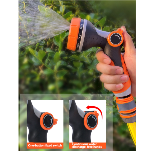 Garden Hose Pipe Water Spray Gun Set 10 Adjustable Nozzle Hose Connectors - Image 12