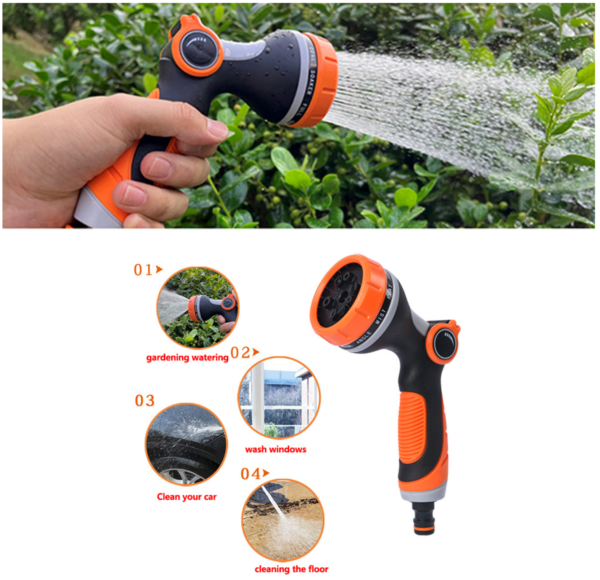 Garden Hose Pipe Water Spray Gun Set 10 Adjustable Nozzle Hose Connectors - Image 14