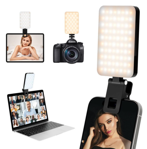 80 LED Adjustable Selfie Flash Light with Clip Rechargeable - Image 8